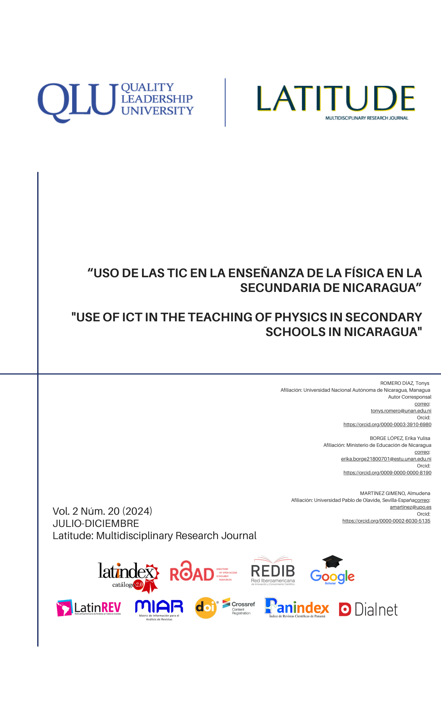 PORTADA DEL ARTICULO DE LA REVISTA LATITUDE DE QLU PANAMA